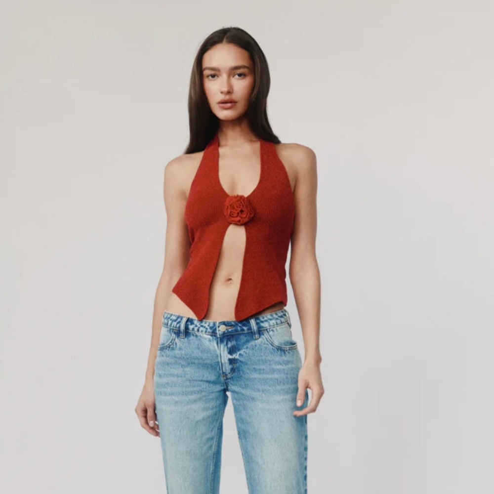With Jean Rust Halter Tank Top